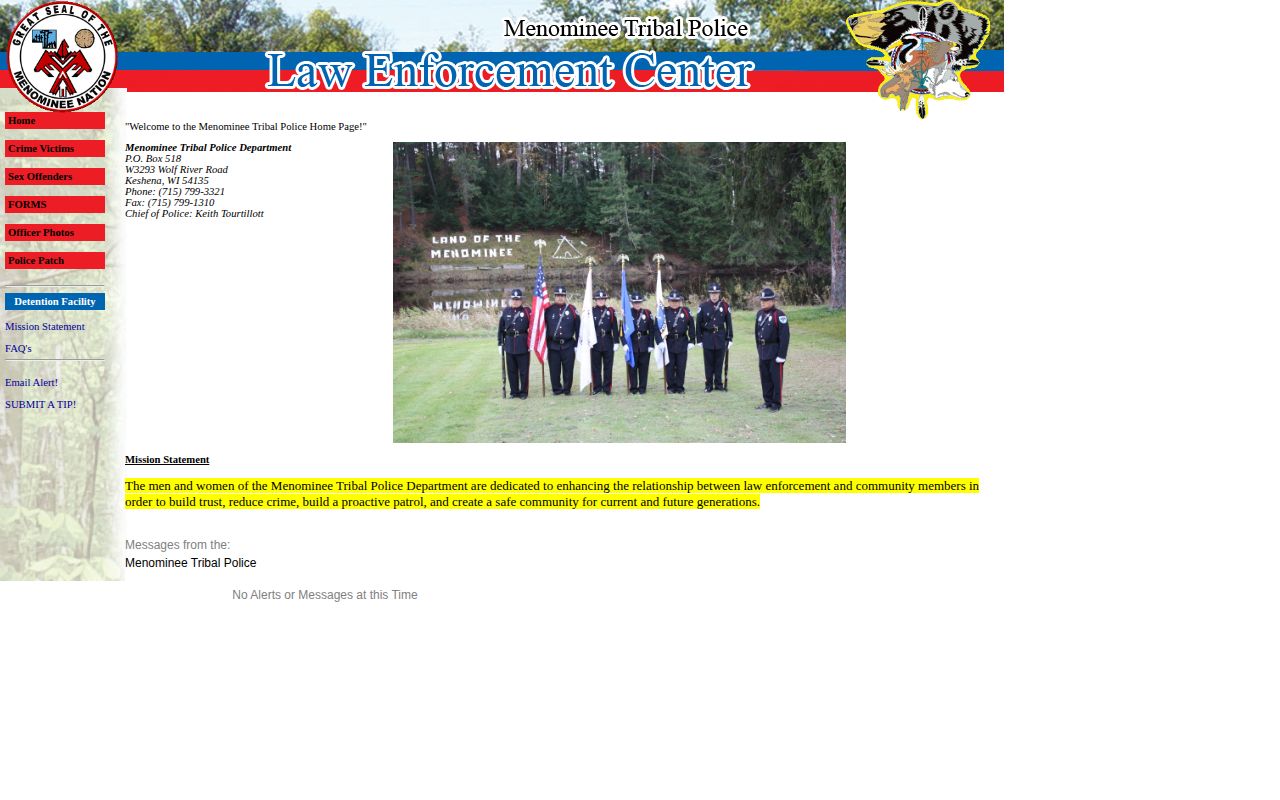 Keshena Menominee Tribal Police arrest records source