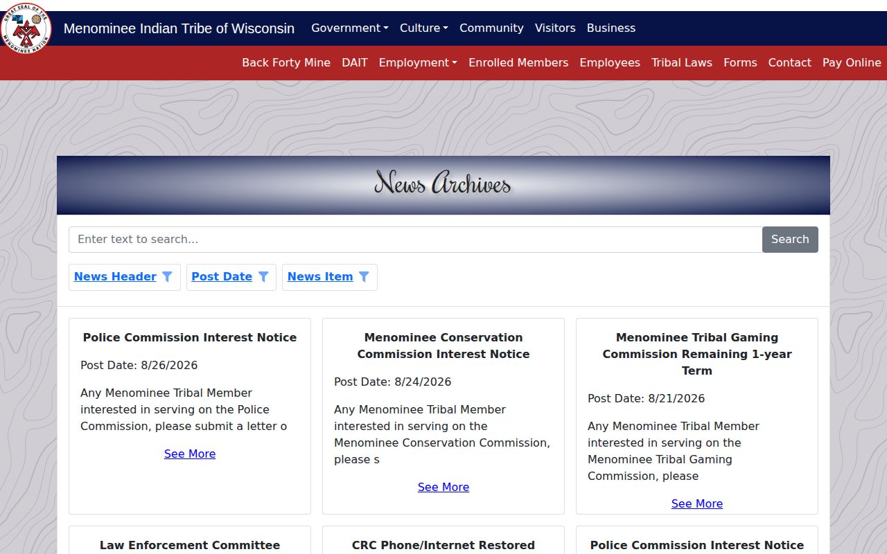 Menominee County official community-news archive for crime news context